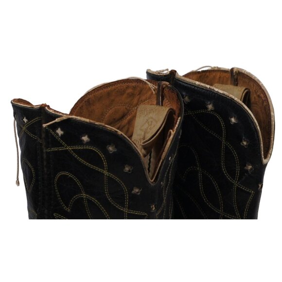 Kirkendall PeeWee Cowboy Western Boots Vintage 40s 50s Black Cutout Stars Mens 9 - Picture 11 of 14